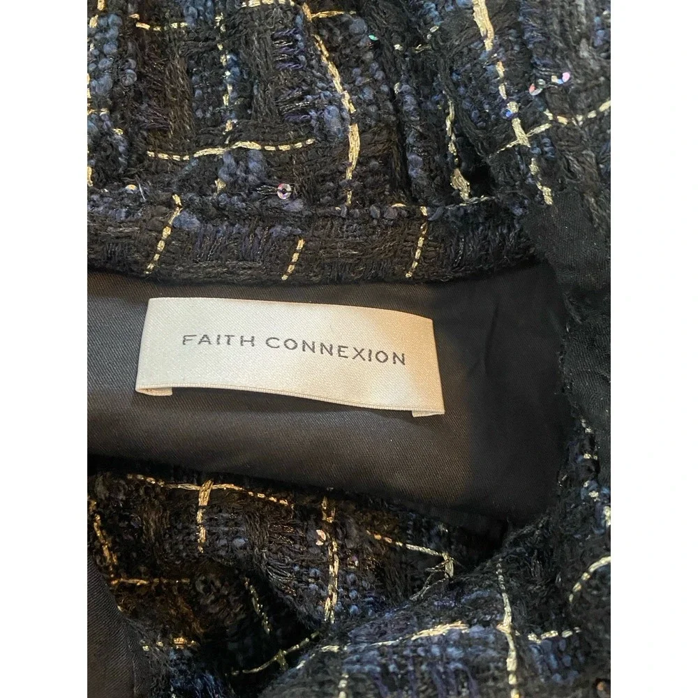 faith connexion Tweed Oversized Hooded Shirt Jacket Metalic Sequence M